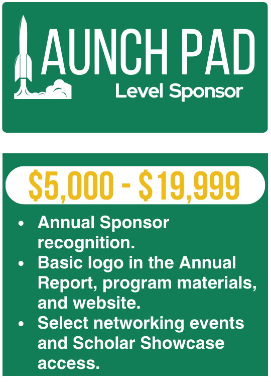 Launchpad level sponsor: $5,000 to $19,999 