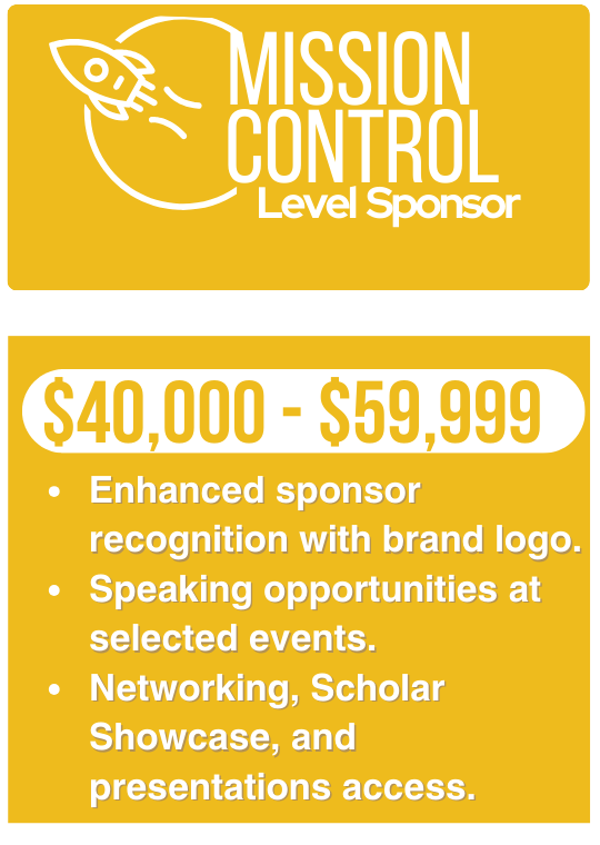 Mission control level sponsor: $40,000 to $59,999