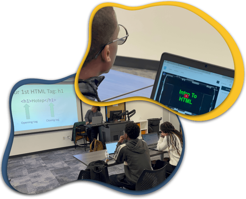 Picture of students in a web development course at WeCodeKC